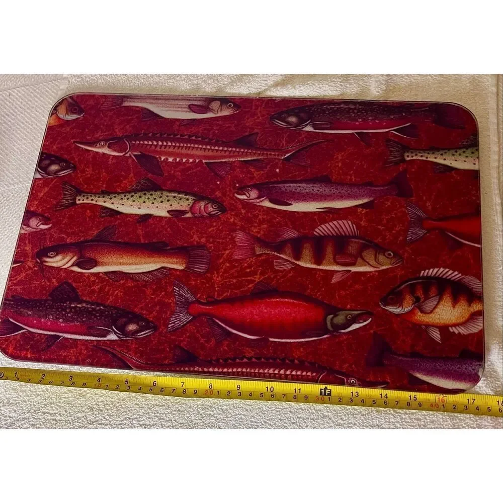 Break Through The Red Tempered Glass Cutting Board Red Fish Themed Fisherman